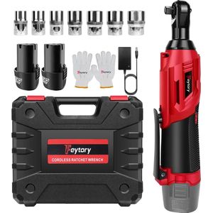 Ratelsleutel - Elektrische Ratelsleutel - Draadloze Ratelsleutel - Dopsleutel Set - Ratel Set - met Koffer - 2x Accu - Snellader - 3""/8"" - 1500Mah