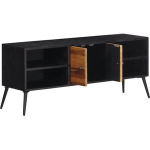 vidaXL Tv-meubel massief teakhout zwart frame Tv Kast - Teak Meubilair - Vintage Tv Stand - Industriële Tv Tafel - Salontafel