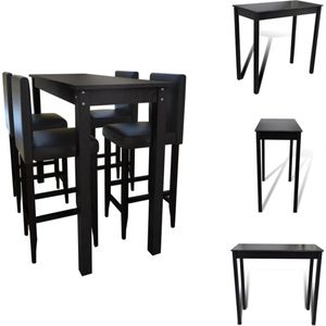 vidaXL Eetkamerset - Rechthoekige Tafel - 115 x 55 x 107 cm - Zwart - Set tafel en stoelen