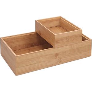 Stapelbare Opbergboxen van Bamboehout - Set van 2 voor Ondergoed, Sokken en Accessoires