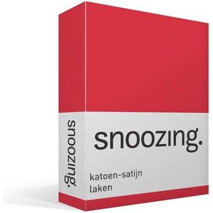 Snoozing - Katoen-satijn - Laken - Lits-jumeaux - 240x260 cm - Rood