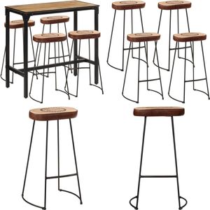 vidaXL 5-delige Barset massief ruw mangohout en metaal - Barset - Barsets - Bar Set - Bistroset
