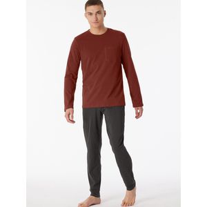 Pyjama lang biologisch katoen gestreept terracotta - 95/5 Nightwear - maat XXL