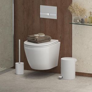 Toiletborstel mat silicone compacte antibacteriële borstelset - wit - hygiëne badkamer