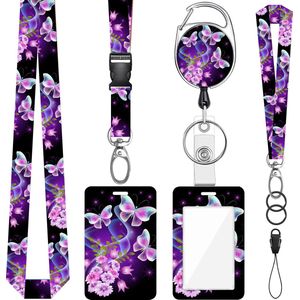 Nek en Pols Keycords met Uittrekbare Sleutelhanger & Badgehouder - Afneembare Lanyard - Trekkoord Badge Pashouder - Clip Keykoord - Intrekbare Houder voor Kaart/Sleutels - Universeel Telefoon, GSM Koord - Sleutelkoord/Nekkoord - Telefoonkoord Ketting