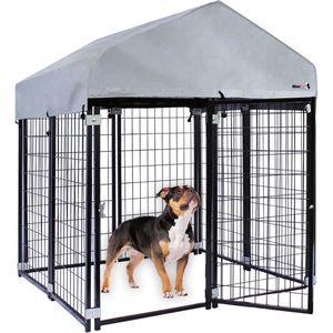 MaxxPet Hondenkennel Afneembaar Dak - Dierenverblijf - Zwart - 2,4 x 1,2 x 1,4 m