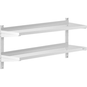 Royal Catering Wandrek van roestvrij staal - 2 planken - 40 x 120 cm