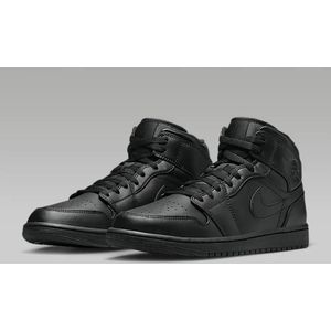 Nike Air Jordan 1 Mid - Maat 47 - Triple Black / Zwart - Sneakers Heren