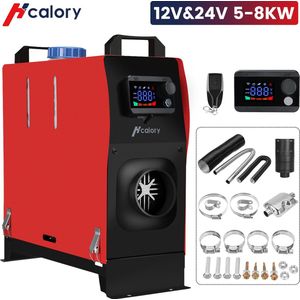 Hcalory XMZ Diesel Standkachel - 12V/24V 5-8KW - Rood - Luchtverwarmer voor Auto Camper Bus Boot RV Vrachtwagen Caravan