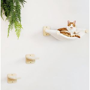 Ibenzoa® Klimwand voor katten met hangmat en trappen voor klimmen, spelen en rusten in compacte ruimtes