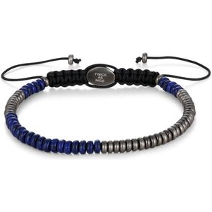 Twice As Nice Armband in edelstaal, blauwe en grijze parels 21 cm