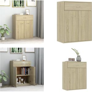 vidaXL Dressoir 60x30x75 cm spaanplaat sonoma eikenkleurig - Dressoir - Dressoirs - Zijkast - Zijkasten