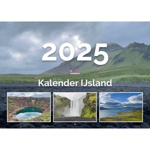 Kalender IJsland - Maandkalender 2025 - watervallen, gletsjer, vulkaan - wandkalender met weeknummers