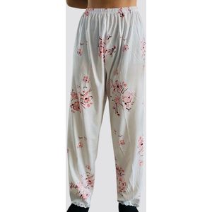 FINE WOMAN® Pyjama Broek met kanten bies 722 M 38-40 wit/roze