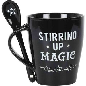 Something Different - Stirring Up Magic Mok/beker met lepel set - Zwart