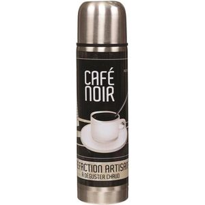 Thermosfles met Retro-print – Inox – Cafe Noir – Zwart - 450ml