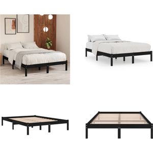 vidaXL Bedframe massief hout zwart 180x200 cm 6FT Super King - Bedframe - Bedframe - Bed Frame - Bed Frames