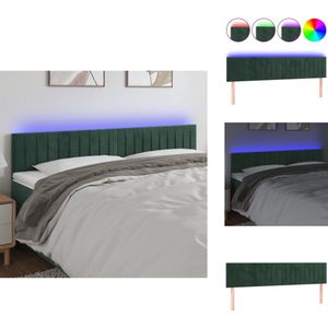 vidaXL Hoofdbord - Hoofdborden - Hoofdeinde - Houten Hoofdbord - Hoofdbord LED 200x5x78/88 cm fluweel donkergroen