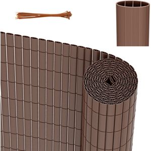 Balkonscherm PVC Tuinscherm Hekwerk voor Buiten Balkonbekleding van PVC Weerbestendig UV-Bescherming Balkon Terras Windscherm voor Balkon Tuin Zonnescherm Balkonscherm PVC Tuinscherm Hekwerk voor Terras met Tie-wraps Bruin 120 x 400cm