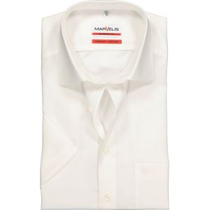 MARVELIS modern fit overhemd - korte mouw - beige - Strijkvrij - Boordmaat: 42