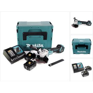 Makita DGA 513 RMJ accu haakse slijper 18V 125mm borstelloos + 2x accu 4.0Ah + lader + Makpac