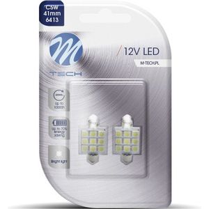 M-Tech LED C5W 12V 41mm - Basis 9x Led diode - Wit - Set