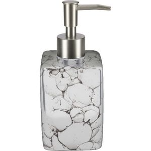 Zeeppompje/zeepdispenser wit steen marmerlook 330 ml - Badkamer/keuken zeep dispenser