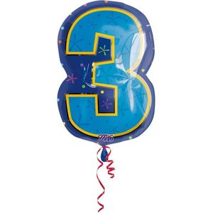 Qualatex - Folieballon Cijfer 3 Meerkleurig - 45 cm