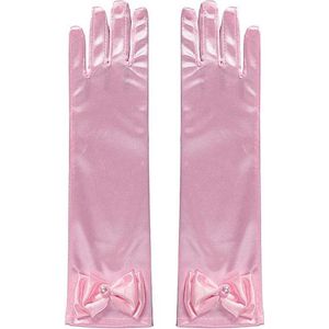 Handschoenen licht roze bij prinsessen jurk verkleedkleding prinsessen