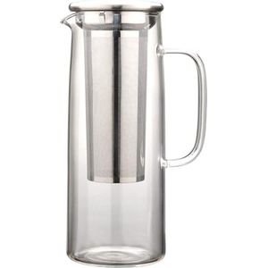 Glazen waterkan met roestvrijstalen filter, 1,2 liter koudgezette koffiepot met gaasfilter