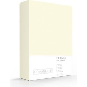 Romanette - Flanel - Hoeslaken - Eenpersoons - 90x220 cm - Ivoor