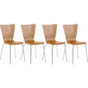 In And OutdoorMatch bezoekersstoelen Terrill - bruin - hout - stapelbaar - Set van 4 - Zithoogte 45 cm - modern design