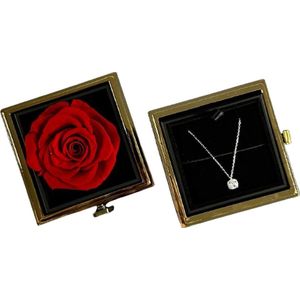 LA ROSE Luxe sieradendoos met roterende roos - Bewaardoos met 925 sterling zilver ketting - Valentijn cadeau - Elegant cadeau voor sieradenliefhebbers
