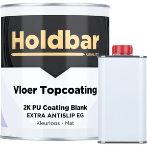 Holdbar Vloer Topcoating Extra Antislip (Extra grof) Mat 1 Kg - Vloerverf - Bestand Tegen Weekmakers in Rubber Banden - Transparant - Glashelder - Vergeelt niet - Slijtvast - UV-bestendig - Voor binnen en buiten - 2 Componenten