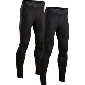 Compressiebroeken, voor Heren, Basislaag voor Trainen, set van 2 - sportlegging - kleur zwart - maat XL