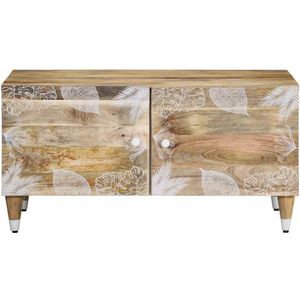 The Living Store Salontafel 80x50x40 cm massief mangohout - Salontafel - Bijzettafel - Mango Wood - Houten Meubels - Vintage Design