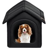 Rexproduct Hondenhuis – Hondenhuisjes voor binnen – Waterdicht Hondenmandje - Hondenhok – Hondenmand met dak - Zwart