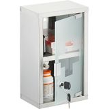 medicijnkastje met slot - 30 x 18 x 12 cm - 2 vakken - rvs - badkamer
