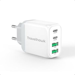Travelhawk USB-C Oplader - Geschikt voor iPhone - Snellader - PD 40W - Wit