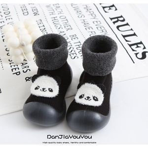 Fleece anti-slip babyschoentjes - Sok sloffen - Eerste loopschoentjes van Baby-Slofje - Zwart Panda maat 26/27