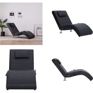 vidaXL Massage chaise longue met kussen kunstleer zwart - Chaise Longue - Chaise Longues - Ligstoel - Ligstoelen