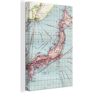 Canvas Wereldkaart - 90x140 - Wanddecoratie Wereldkaart - Vintage - Japan