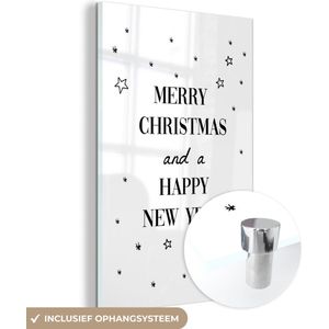 Canvas - Schitterend cadeau voor kerst - Merry christmas and a happy new year wit - 20x30 cm