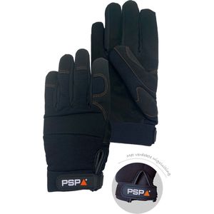 6x 12 paar - Werkhandschoenen PSP 39-500 Mechanic Black Pro, Zwart (per doos van 6x 12 paar), maat 11 / XXL