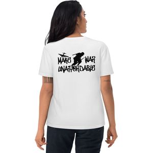 Bitcoin T-shirt - Make War Unaffordable - Rug Print - Unisex - 100% Biologisch Katoen - Kleur Wit - Maat XL | Bitcoin cadeau| Crypto cadeau| Bitcoin T-shirt| Crypto T-shirt| Crypto Shirt| Bitcoin Shirt| Bitcoin Merch| Bitcoin Kleding