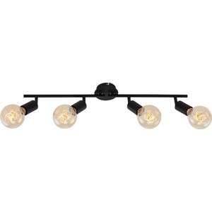 Briloner Leuchten PEARL - plafond spots 4 lichts - plafondlamp retro / vintage - spotkoppen draaibaar en zwenkbaar - 4x E27 - max. 60W - metaal - zwart - met een metalen rand