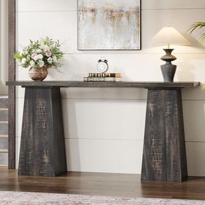 TRIBESIGNS - Console Tafel - 35 x 160 x 80.5 cm - Dressoirtafel - Industrieel - Bijzettafel - Hout - Zwart