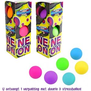 Neon knijpballen - 1 verpakking met daarin 3 stuks - Fidget Toys - 5 cm - Inclusief verpakking - Stressballen voor de hand