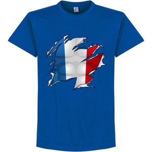 Frankrijk Ripped Flag T-Shirt - Blauw - Kinderen - 92/98