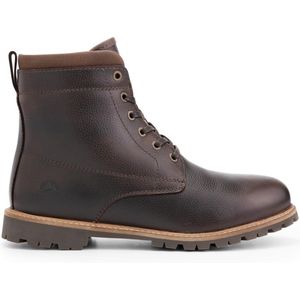 Travelin' Steinkjer Leren Heren Veterschoenen - Wol gevoerde boots - VIBRAM zool - Donkerbruin Leer - Maat 46